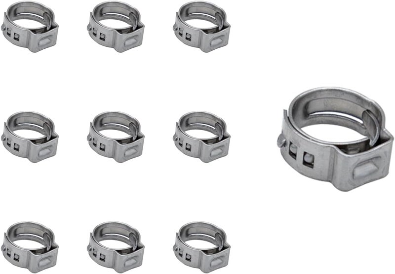 50pcs Single Ear Hose Clamps Kit, 304 Stainless Steel Heavy Duty Cinch Clamp Rings Assortment for Fuel Line, Radiator, Vacuum Hose, Automotive & Plumbing